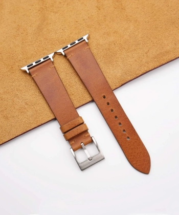 Vintage Golden Vachetta Leather Side-Stitch Apple Watch Band