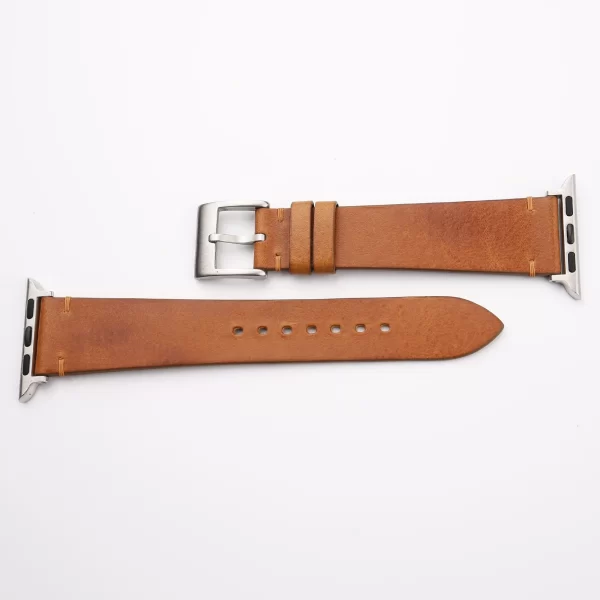 Vintage Golden Vachetta Leather Side-Stitch Apple Watch Band