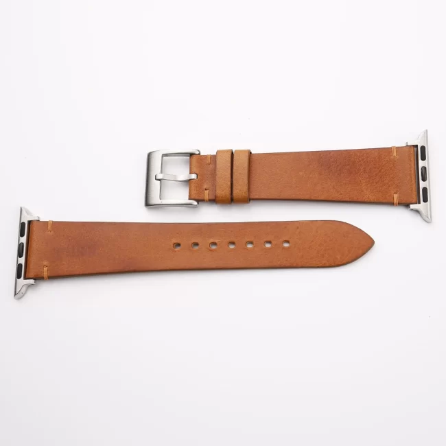 Vintage Golden Vachetta Leather Side-Stitch Apple Watch Band