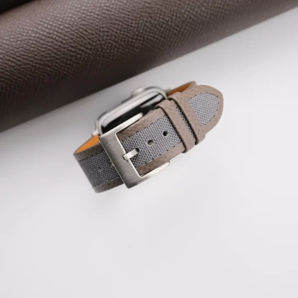 Grey Canvas Folded Edge Epsom Apple Watch Band