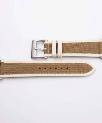 Brown Canvas Folded Edge White Epsom Apple Watch Band