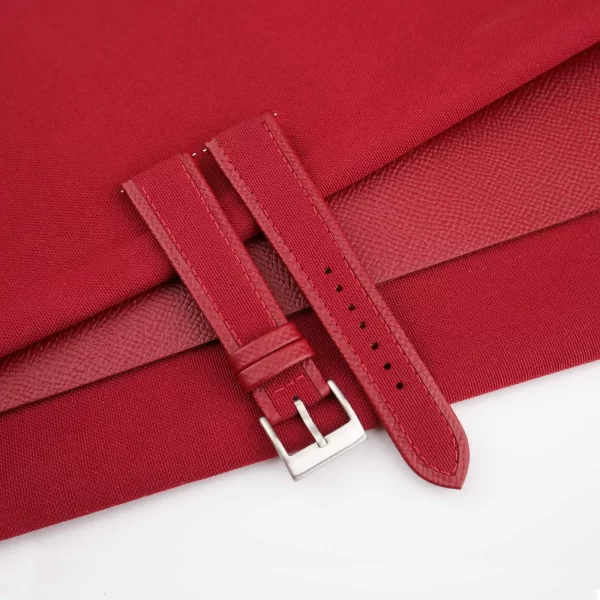 Red Canvas Folded Edge Red Epsom Watch Strap