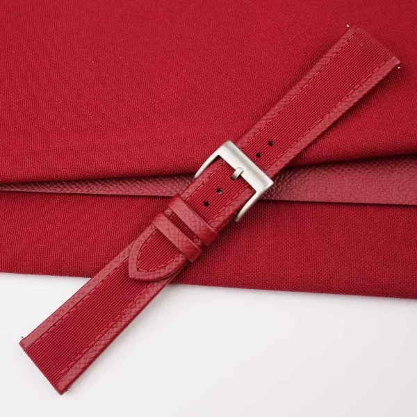 Red Canvas Folded Edge Red Epsom Watch Strap