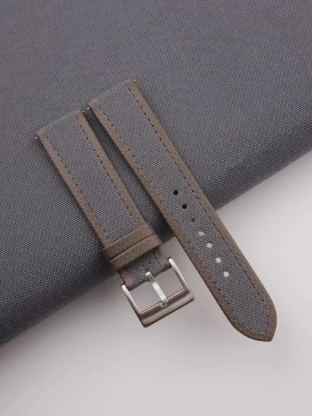 Grey Canvas Folded Edge Epsom Watch Strap