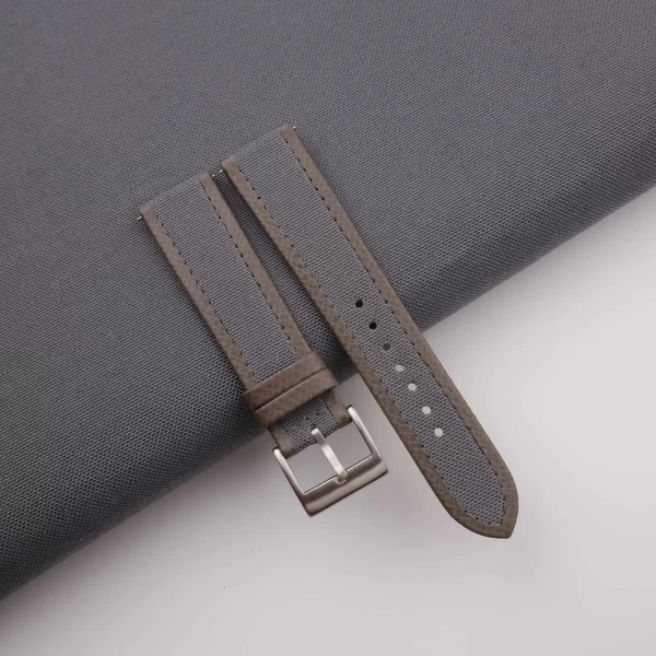 Grey Canvas Folded Edge Epsom Watch Strap