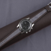 Grey Canvas Folded Edge Dark Brown Epsom Watch Strap