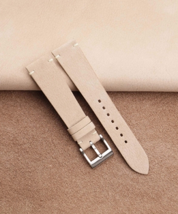 Vintage Light Cream Nubuck Leather Side-Stitch Watch Strap