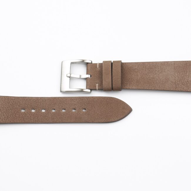 Vintage Light Taupe Nubuck Leather Side-Stitch Watch Strap