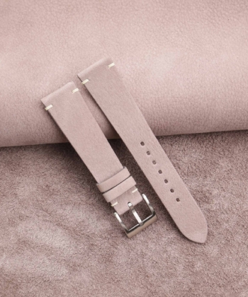 Vintage Pinkish Grey Nubuck Leather Side-Stitch Watch Strap