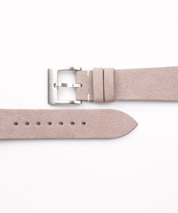 Vintage Pinkish Grey Nubuck Leather Side-Stitch Watch Strap