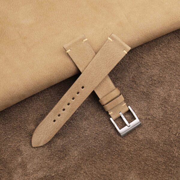 Vintage Tan Nubuck Leather Side-Stitch Watch Strap