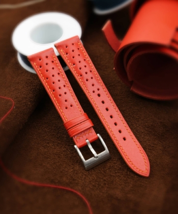 Rally Red Swift Leather Watch Strap