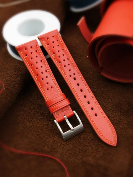 Rally Red Swift Leather Watch Strap
