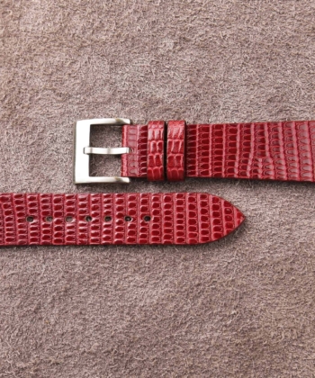 Vintage Red Lizard Leather Side-Stitch Watch Strap