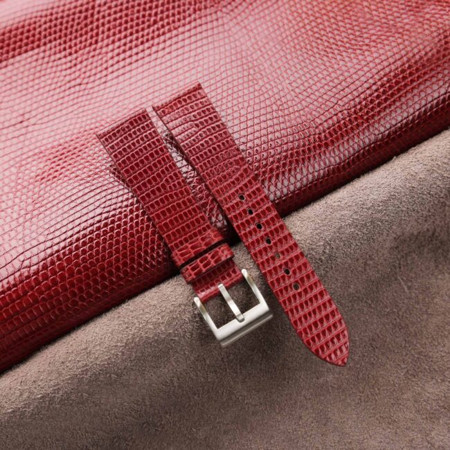 Vintage Red Lizard Leather Watch Strap