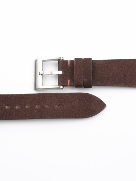 Vintage Woody Brown Nubuck Leather Side-Stitch Watch Strap