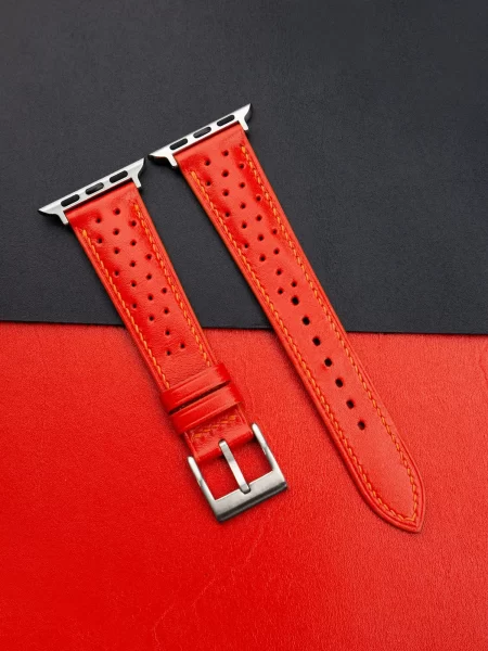 Rally Red Swift Leather Apple Watch Band