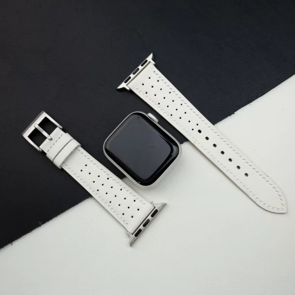 Rally White Swift Leather Apple Watch Band