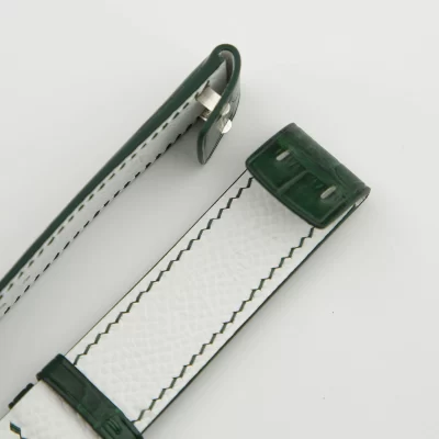 Green Alligator White Lining Epsom Fixed Bars Watch Strap (1)