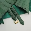 Full Padded Green Alligator White Lining Epsom Fixed Bars Watch Strap
