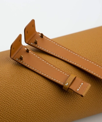 Sesame Epsom Leather Fixed Bars Watch Strap