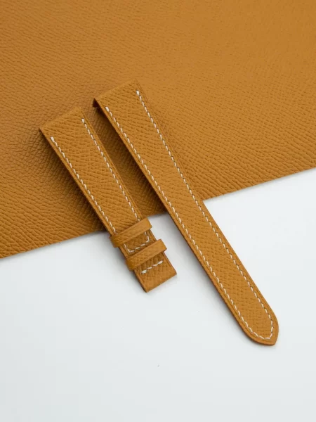 Sesame Epsom Leather Fixed Bars Watch Strap