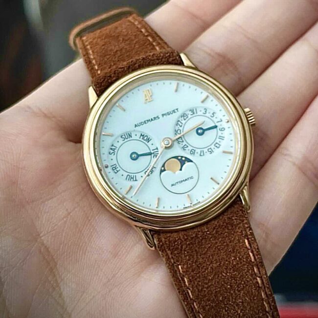 Golden Brown Suede Leather Watch Strap