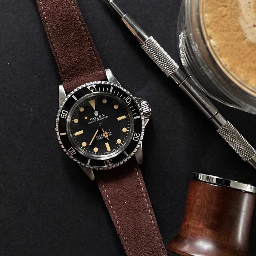 Dark Brown Suede Leather Watch Strap
