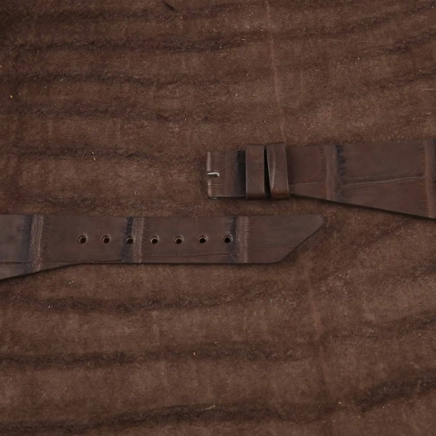 asymmetric chocolate alligator leather watch strap