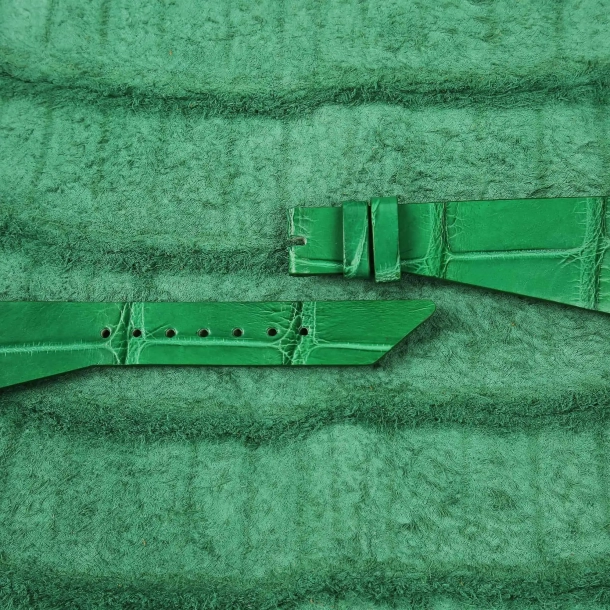 asymmetric light green alligator leather watch strap - king midas