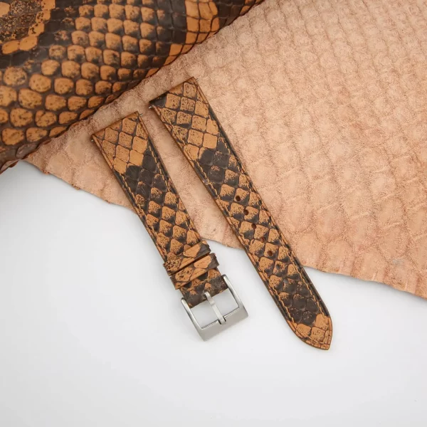 Orange Python Leather Watch Strap