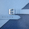 Light Blue Calfskin Watch Strap - Waves Texture
