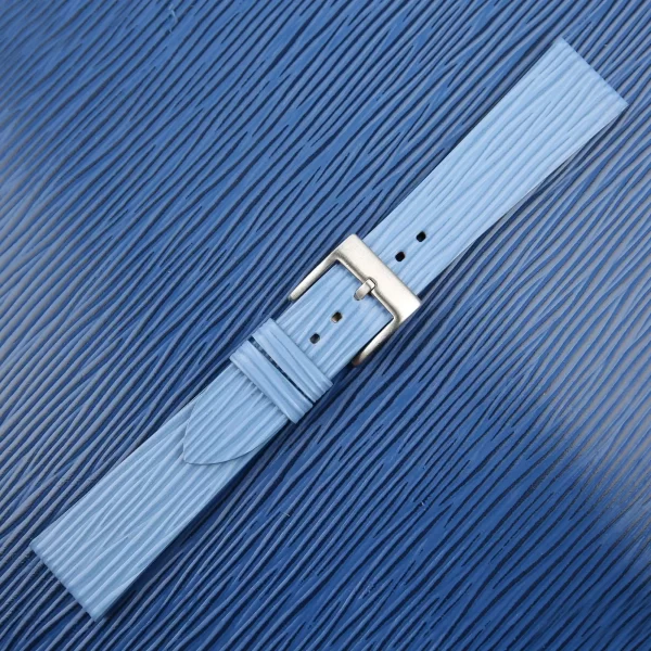 Light Blue Calfskin Watch Strap - Waves Texture