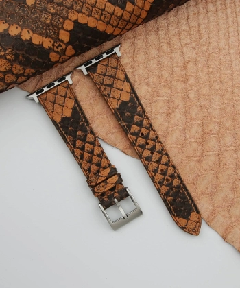 Orange Python Leather Apple watch band