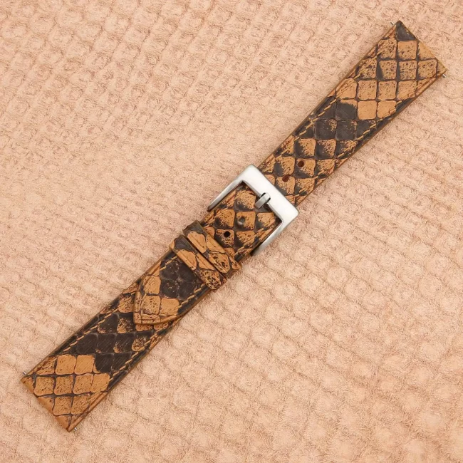 Orange Python Leather Watch Strap 2
