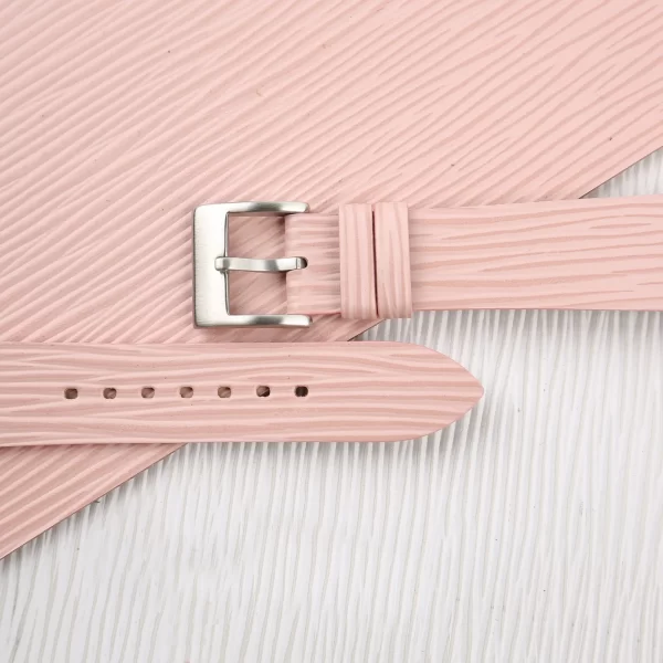 Light Pink Calfskin Watch Strap - Waves Texture