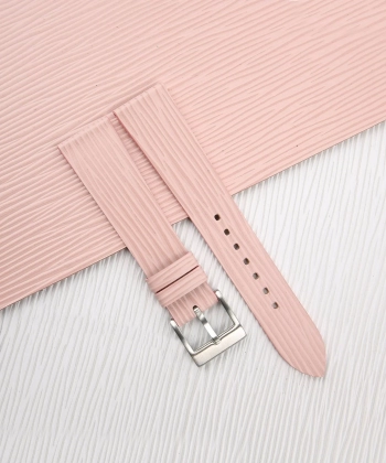 Light Pink Calfskin Watch Strap - Waves Texture