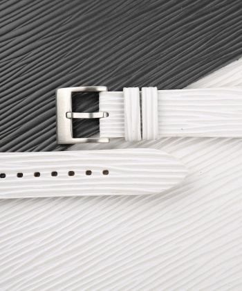 White Calfskin Watch Strap - Waves Texture