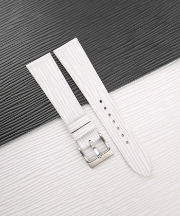 White Calfskin Watch Strap - Waves Texture