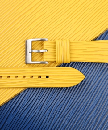 Yellow Calfskin Watch Strap - Waves Texture