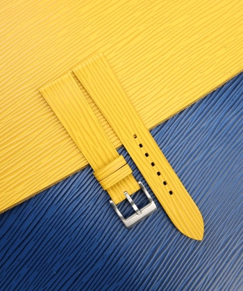 Yellow Calfskin Watch Strap - Waves Texture