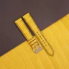 Full Padded Yellow Alligator Leather Lining Brown Epsom Watch Strap