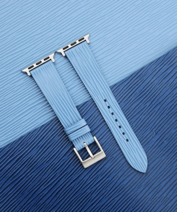 Blue Calfskin Apple watch band – Waves Texture