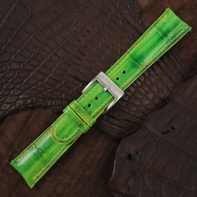 patina bamboo alligator leather watch strap 3