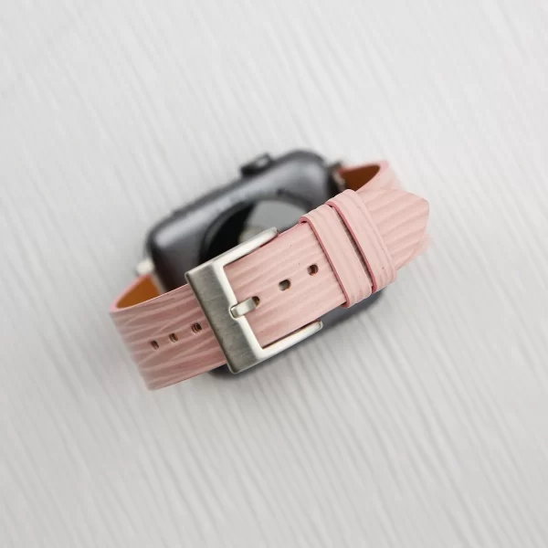 pink epi leather apple watch strap | Handdn - Bespoke Watchstraps