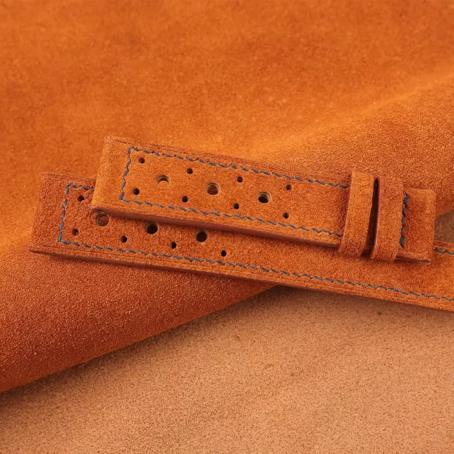 rally burnt orange suede leather watch strap 2