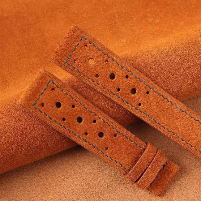 rally burnt orange suede leather watch strap 3