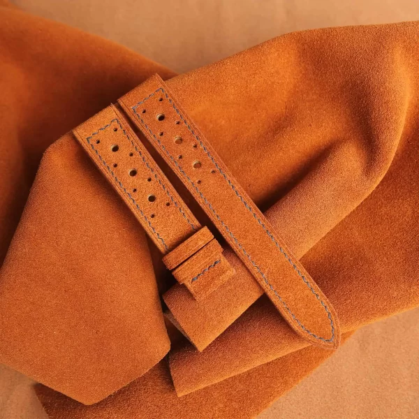 rally burnt orange suede leather watch strap