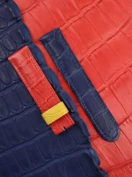 Tricolor Alligator Leather Watch Strap (Red, Yellow, Navy)