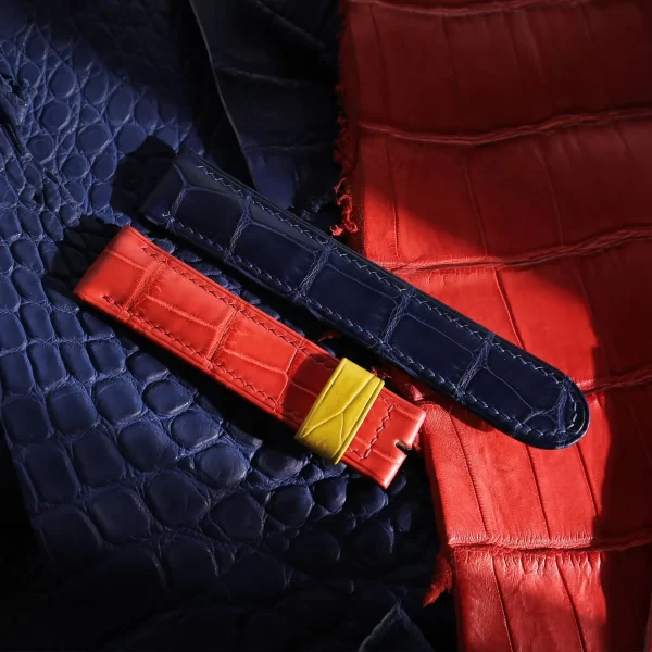 HERMES Black Padded Crocodile Watch Strap